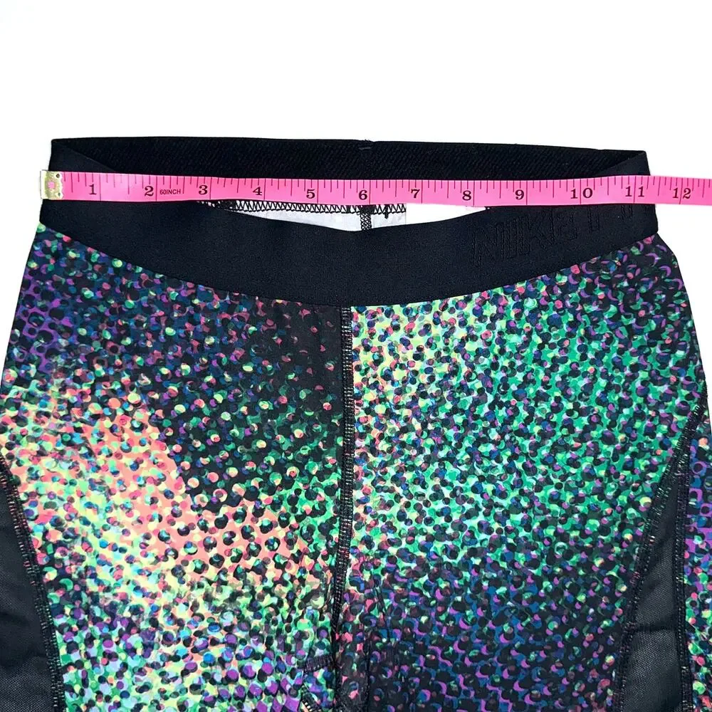 Nike Pro HyperCool Multicolor Pattern Mesh Capri Leggings Size Small